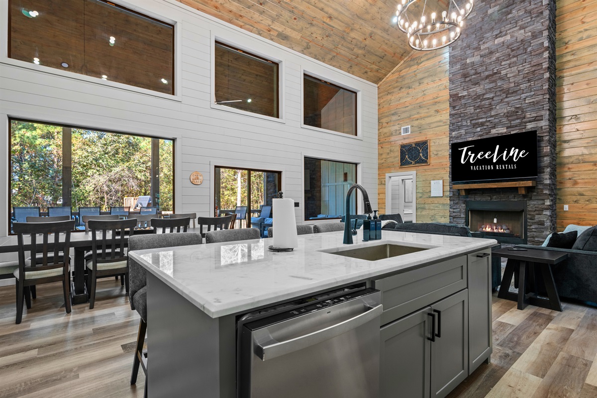 With plenty of counter space and seamless flow to the living room, this kitchen is perfect for entertaining.