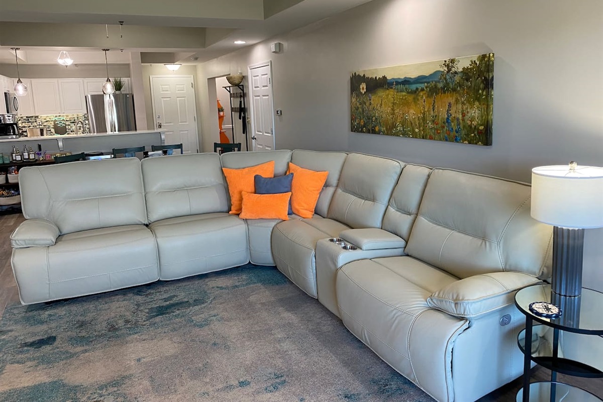 Prefect area to gather, recline and nap or converse with family and friends. This sofa obtains a charging station for most of your devices. Charging cord provided within armrest.