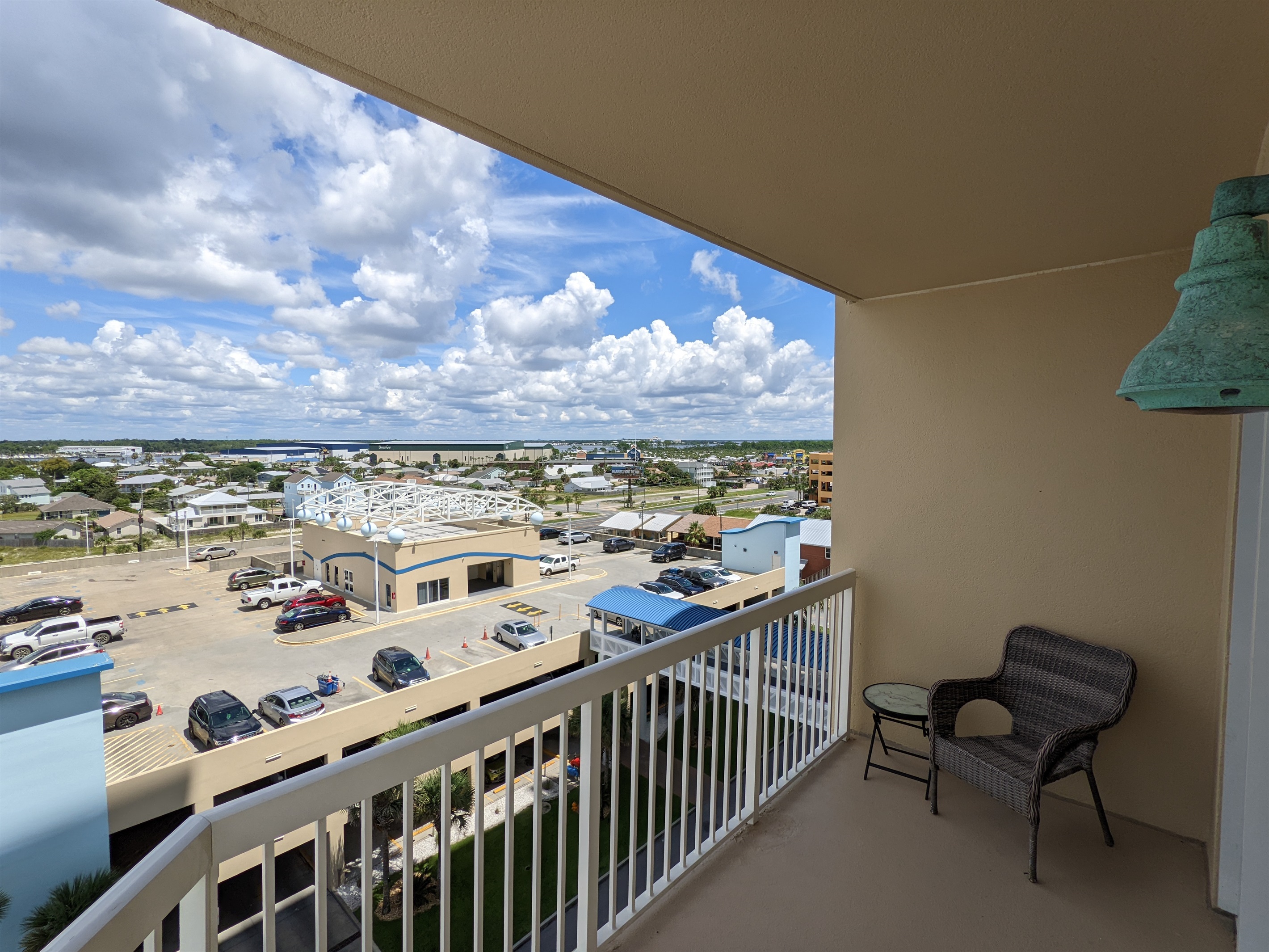 Back balcony and parking garage