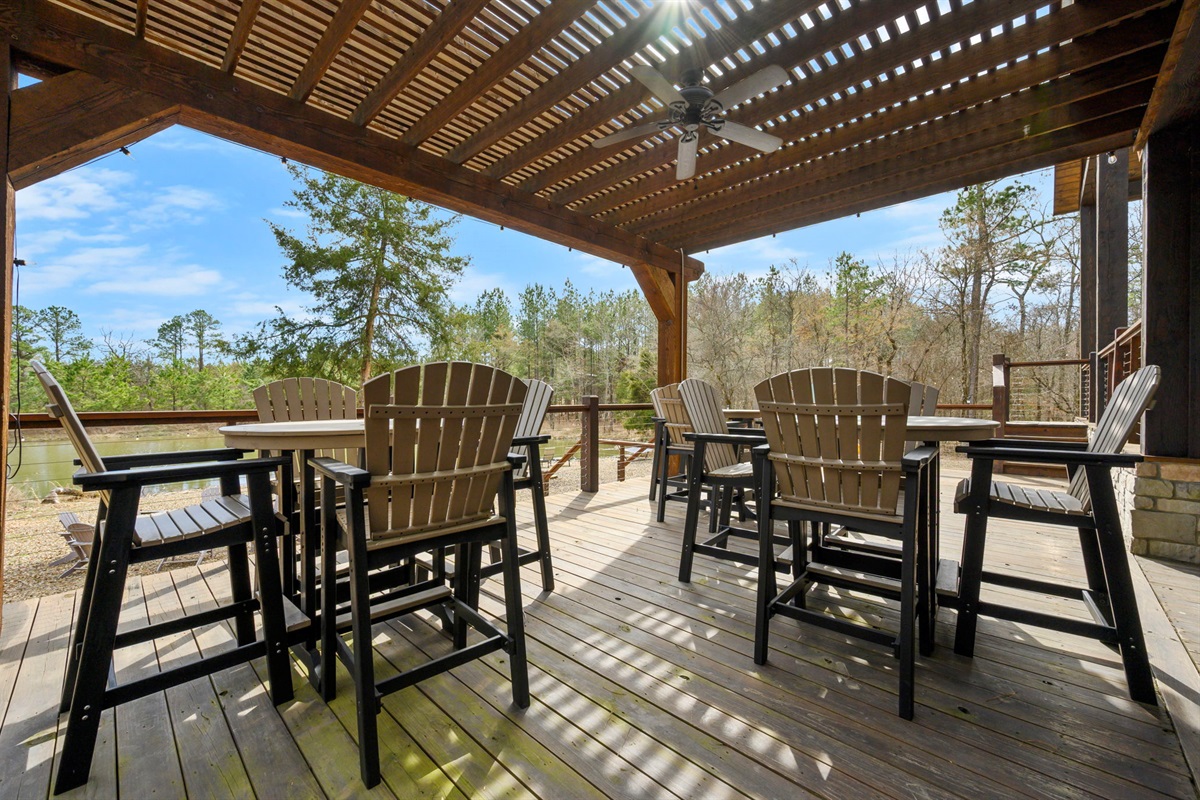Al fresco dining, fireside stories, and peaceful pond scenery—this is outdoor living perfected.