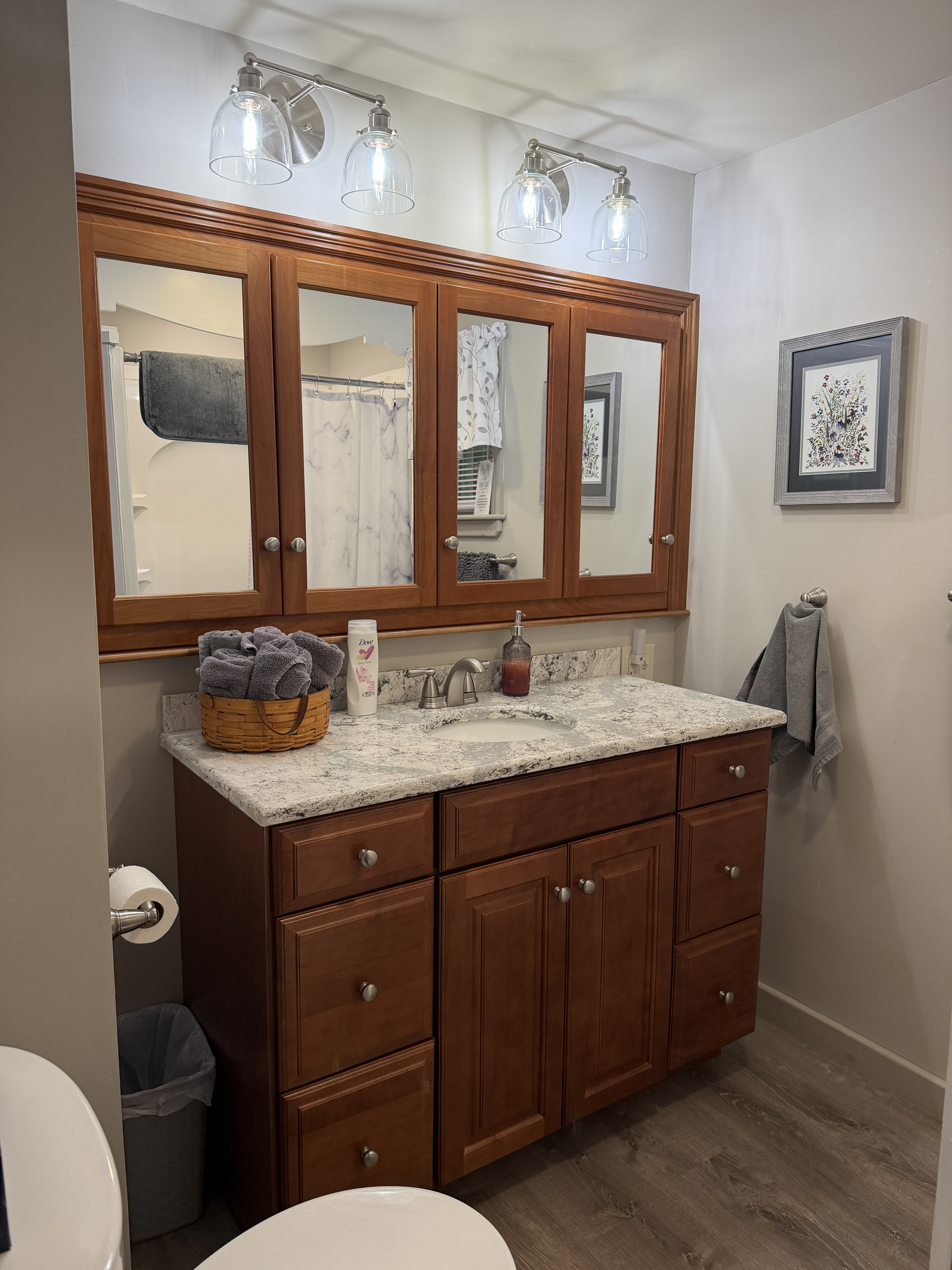 Main level bathroom off hallway w/ shower