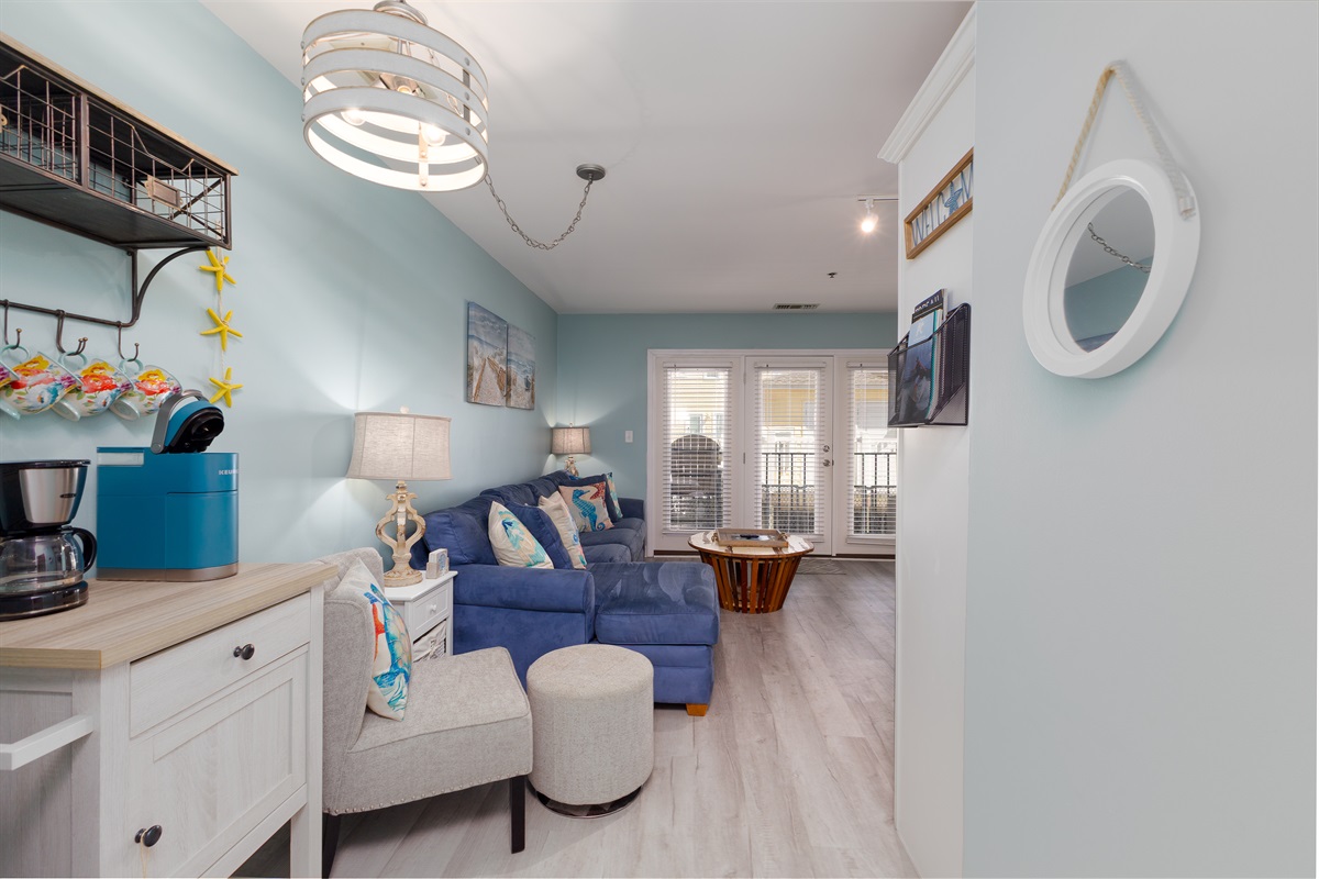 Living room view from the hallway