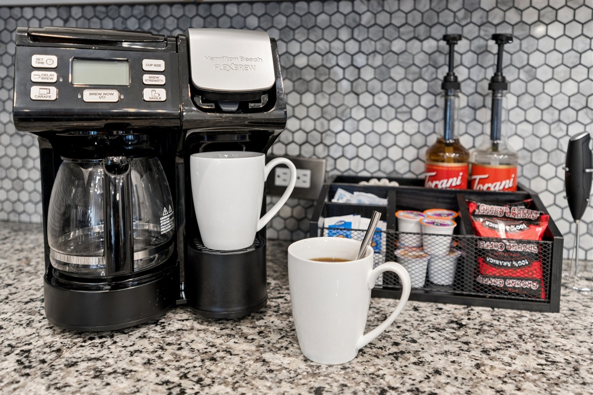 Start your morning with fresh coffee with both drip and Keurig options before exploring the best of St. Louis.