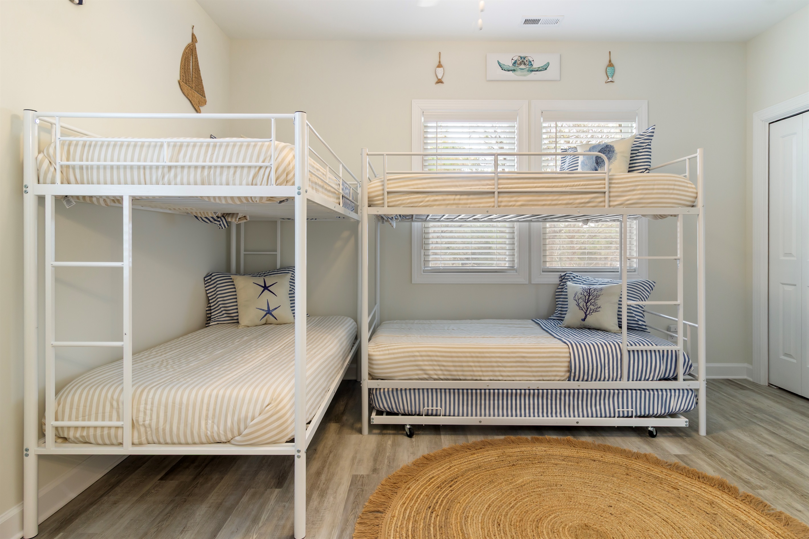 Bedroom 3 - Bunk room with ensuite bathroom, game console, and smart tv