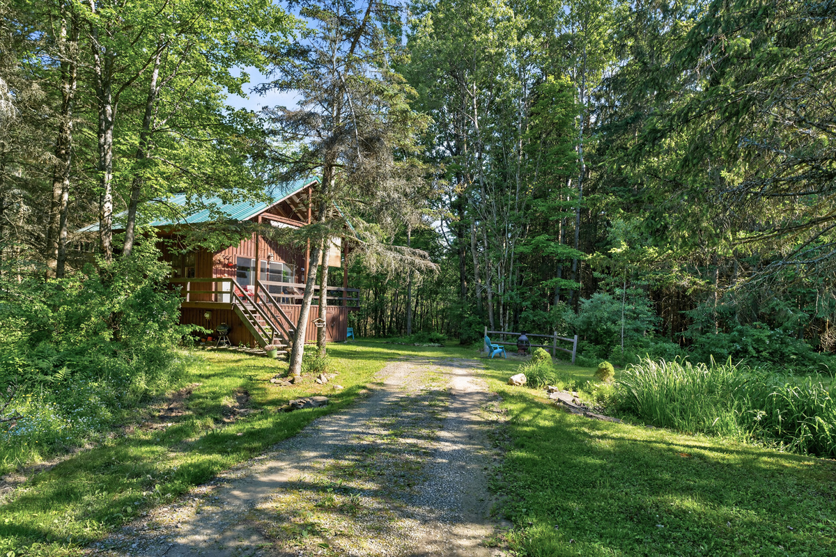 Cabin viewed through the trees