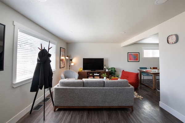 Open and well light living room upon entering