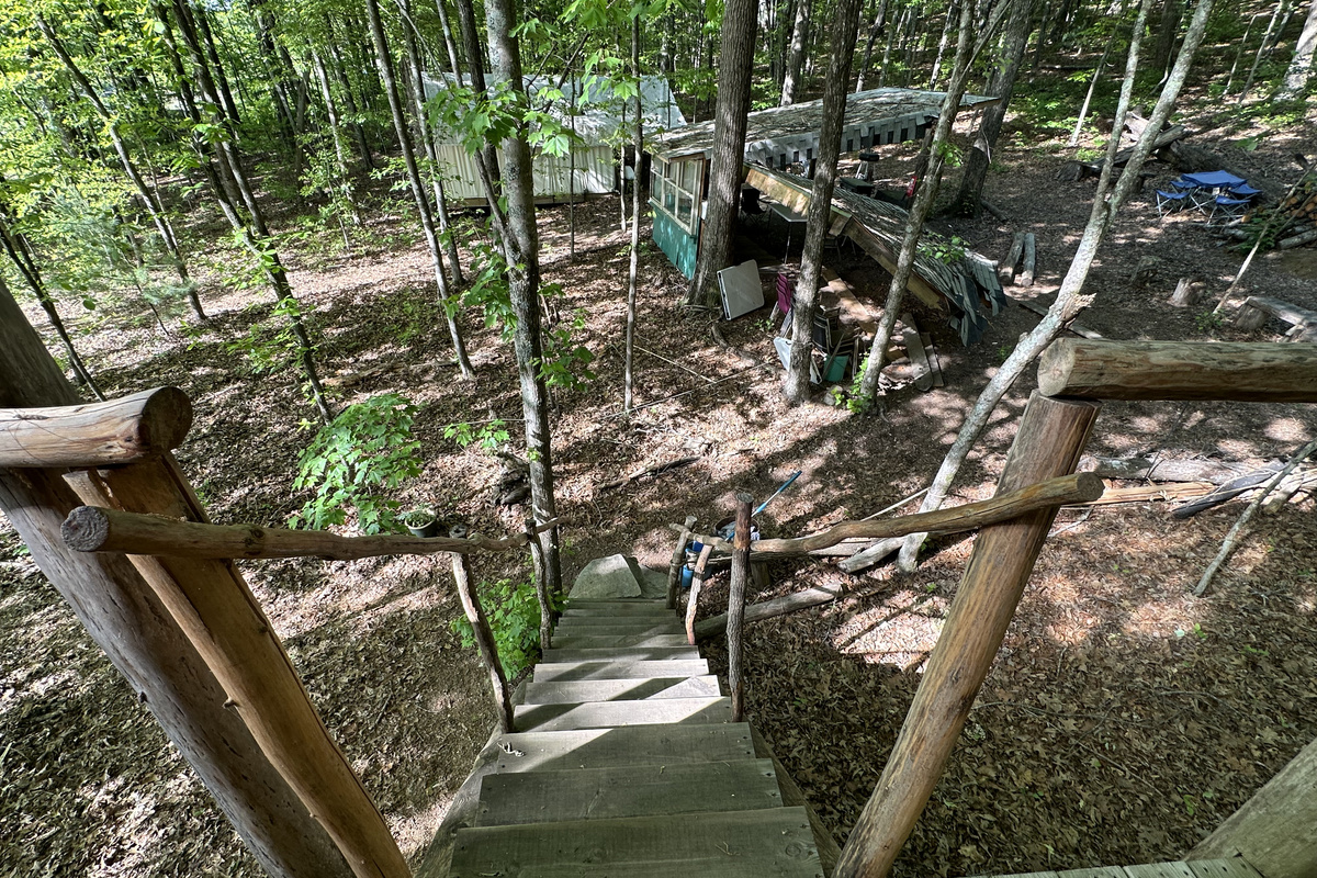 Looking across the treehouse shower porch