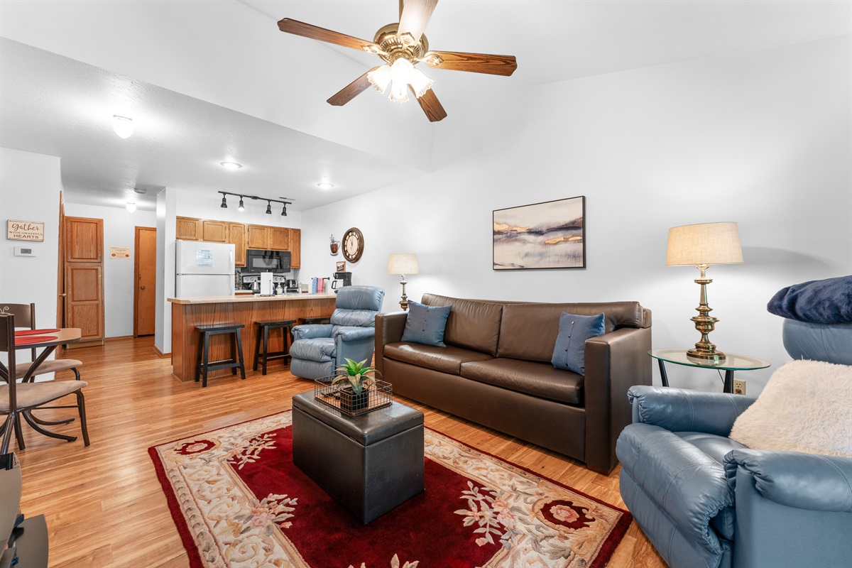 Stretch out after a day in Branson with comfy seating and an open, airy main living space.