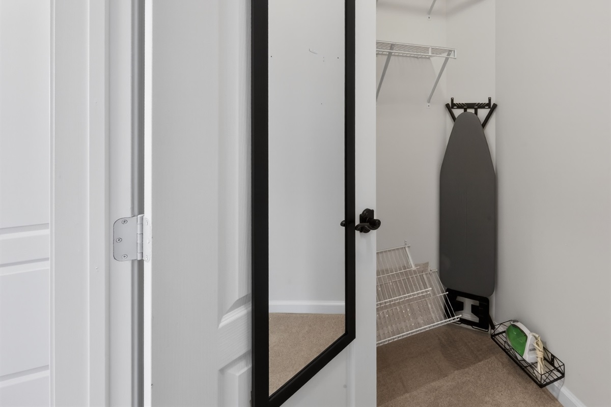 Plenty of closet space, ironing amenities