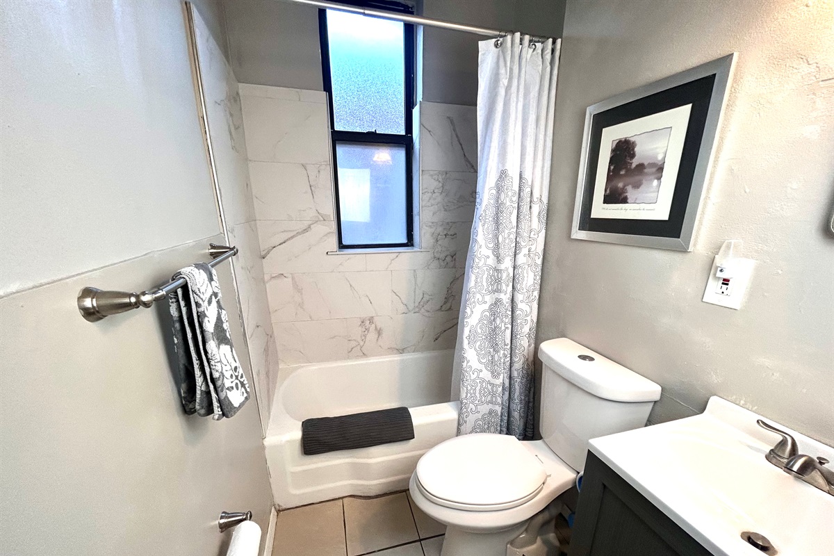 Bathroom with towels and washcloths