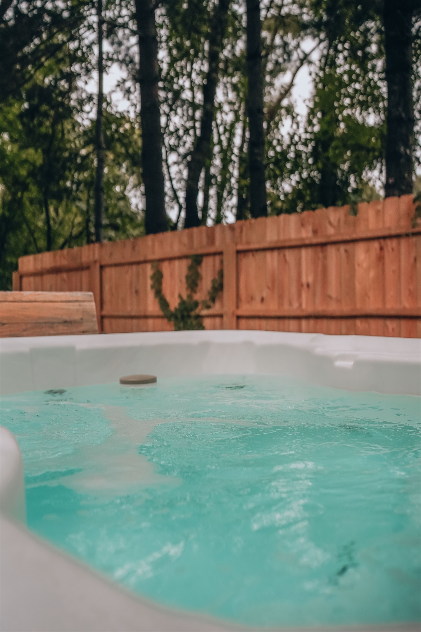 Relax & unwind! You will find the secluded hot tub right off of the living room for extremely convenient access. The hot tub is available for use year-round. Enjoy! 