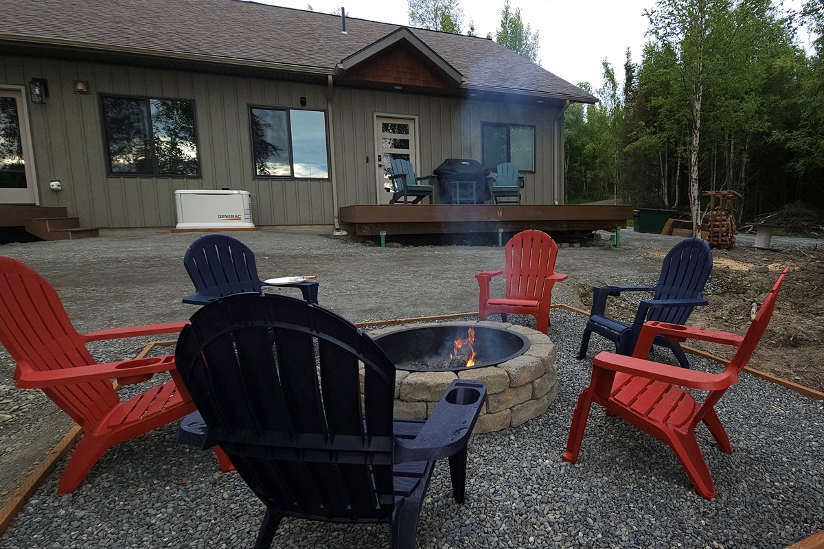 Shared Fire Pit and Apartment Entrance