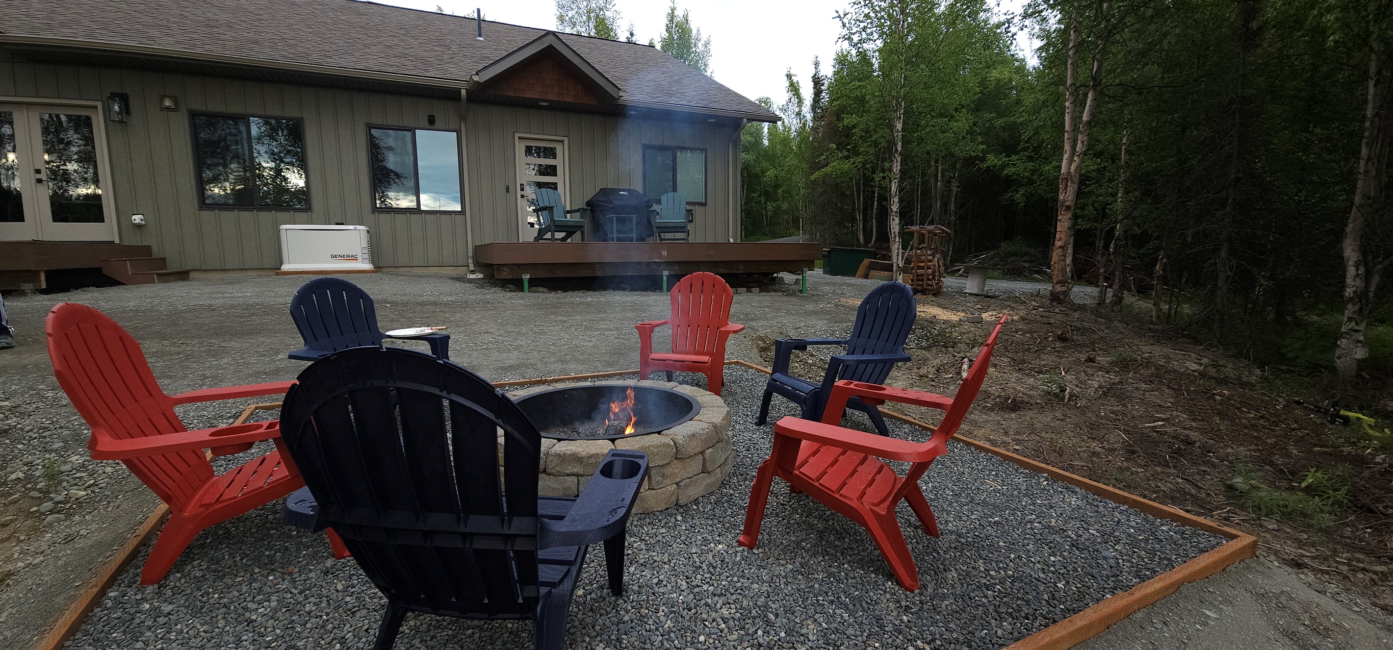 Shared Fire Pit and Apartment Entrance