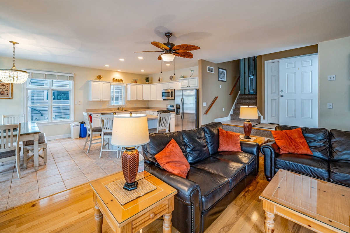 View of the living room and modern kitchen