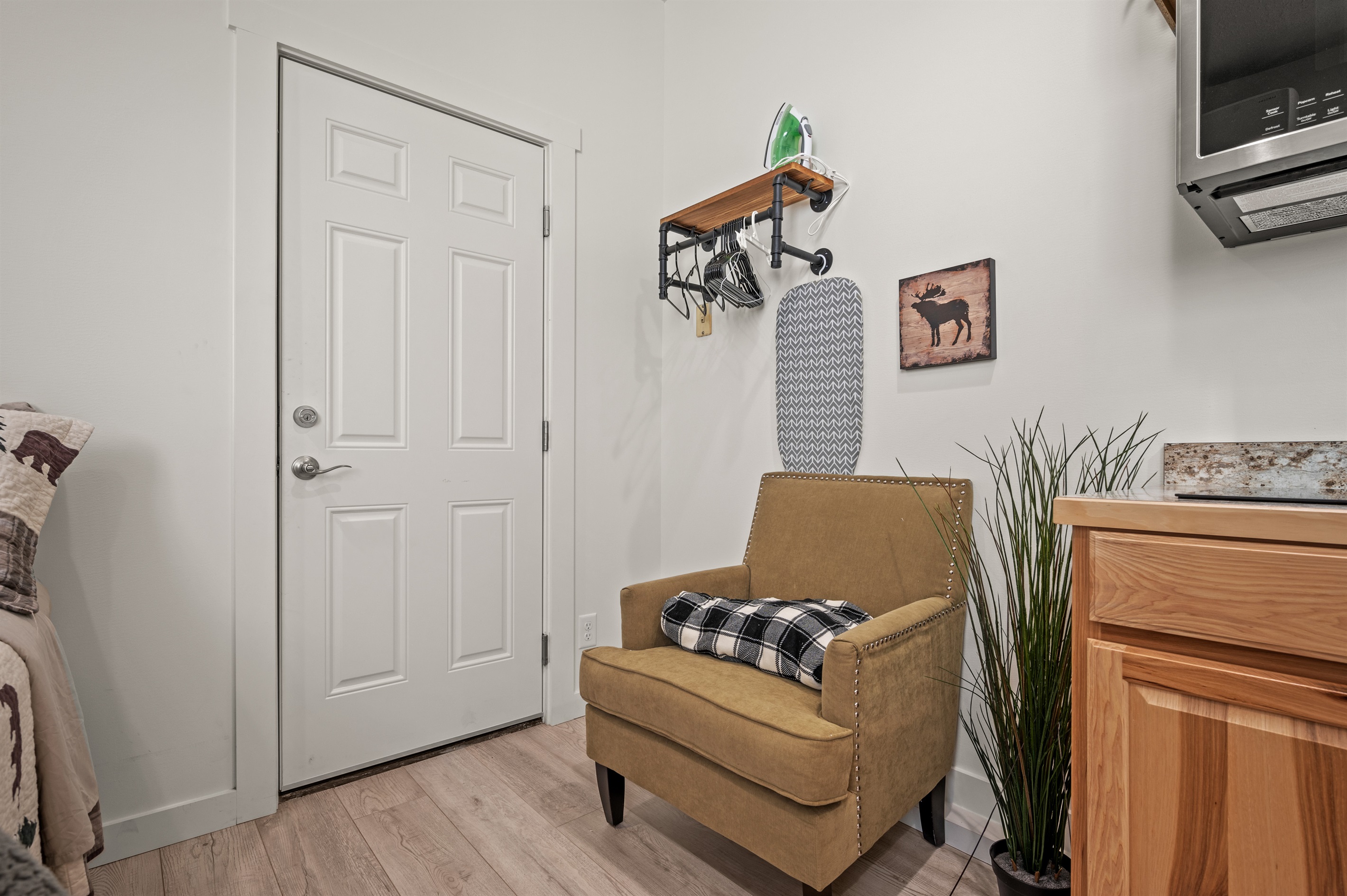 Private studio suite with its own entrance, cozy sitting area, and inviting décor