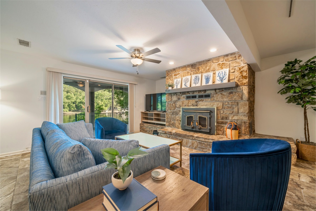 Lower Level - Bonus Room with Fireplace and TV