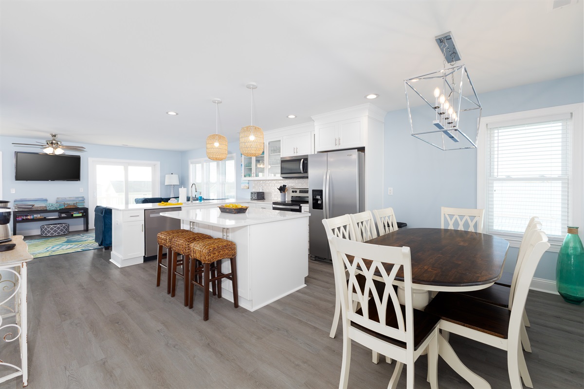 Natural light illuminates the open-concept kitchen.