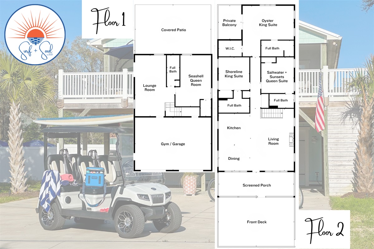 Here's the floor plan to Surf + Soul to help you visualize the layout.