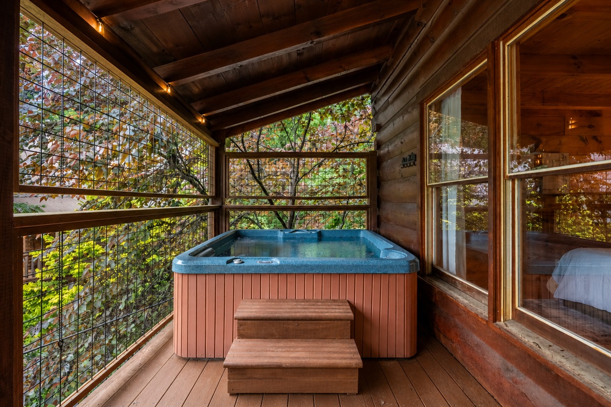 Soak under the stars and let the stress melt away in your private hot tub.
