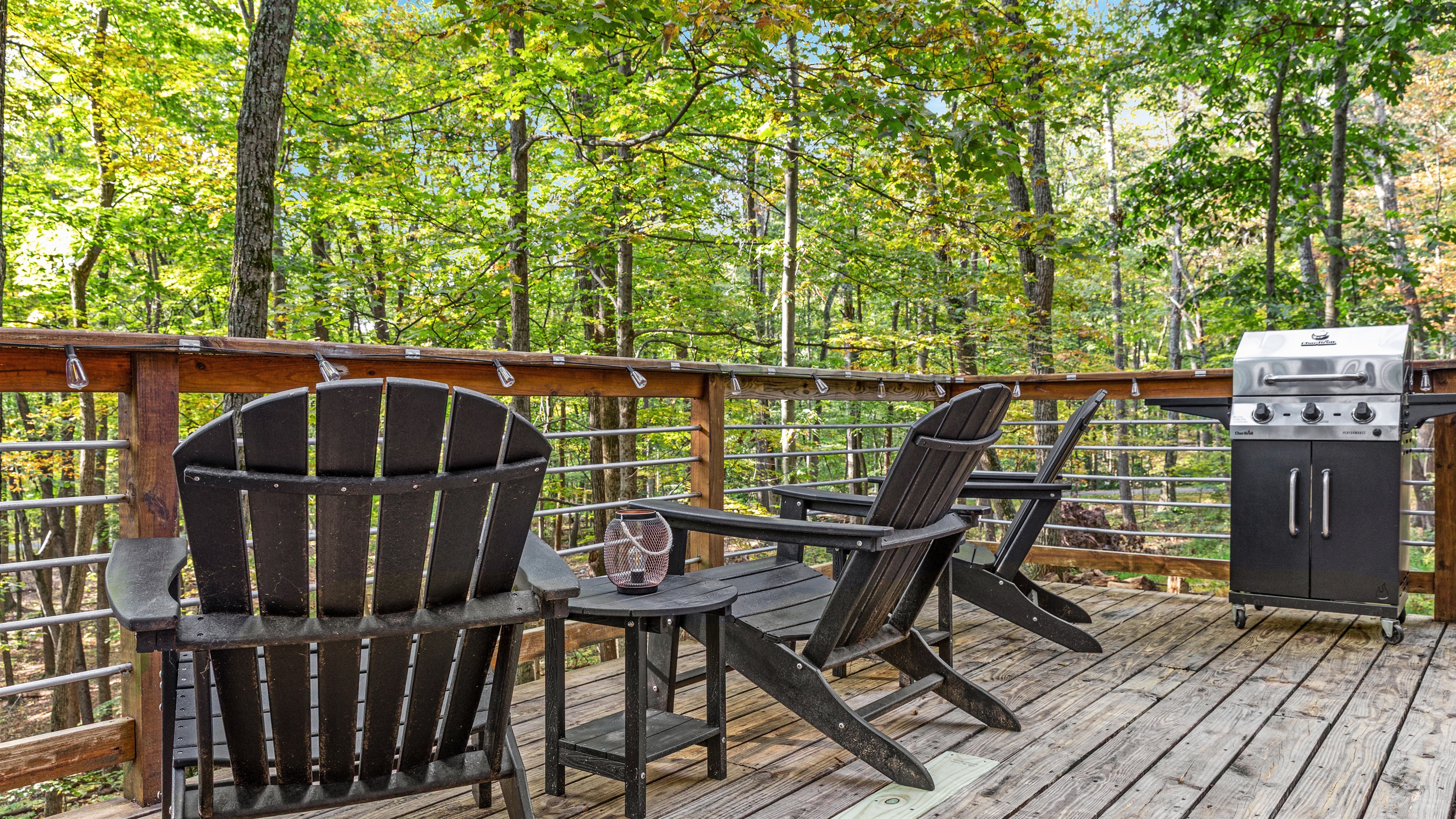 Unwind on the deck with a good book and a glass of wine, surrounded by the peaceful sounds of nature. Whether you're listening to the breeze in the trees or sneaking in an afternoon nap, this is mountain relaxation at its best.