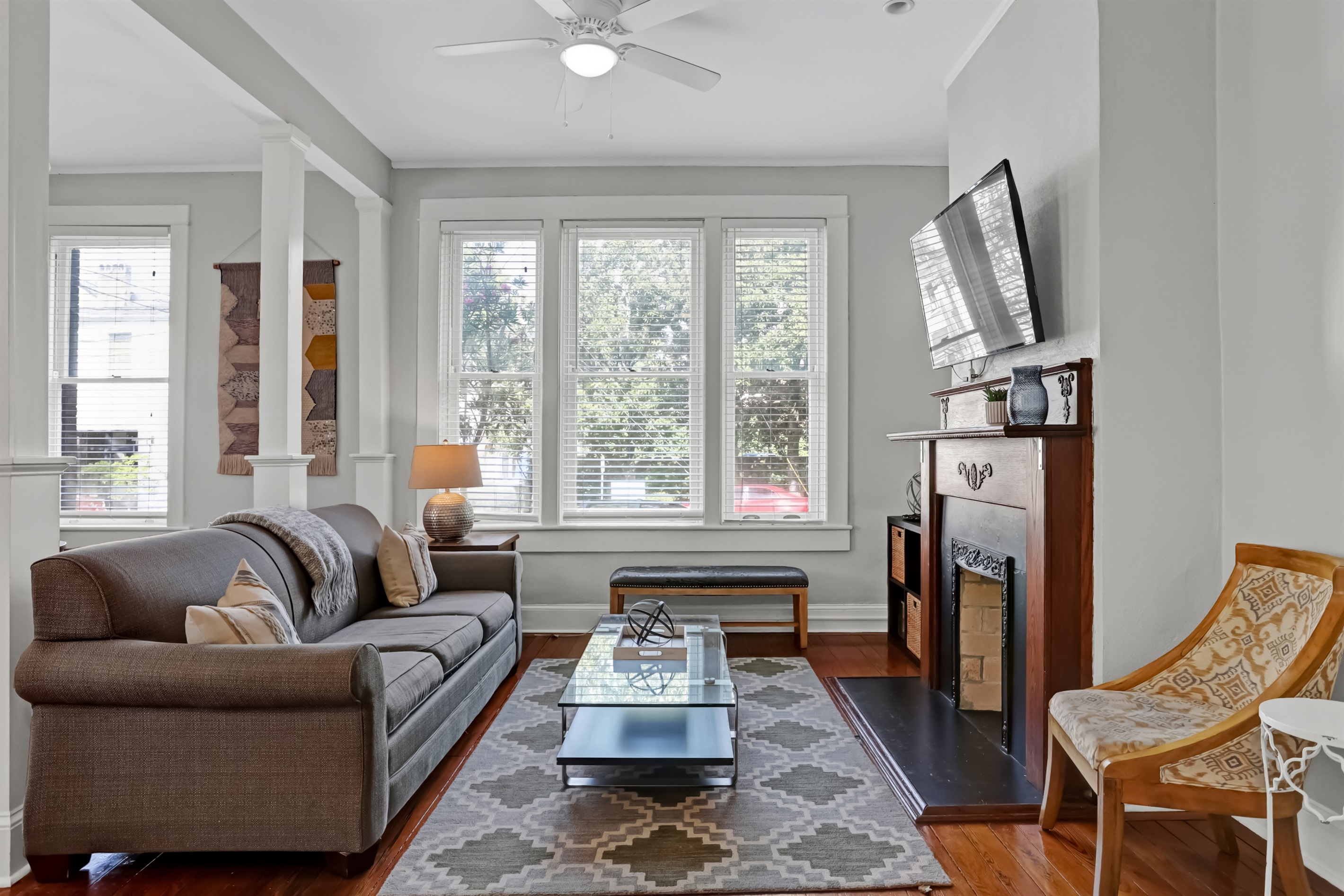 A bright, comfortable living room perfect for relaxing or entertaining.