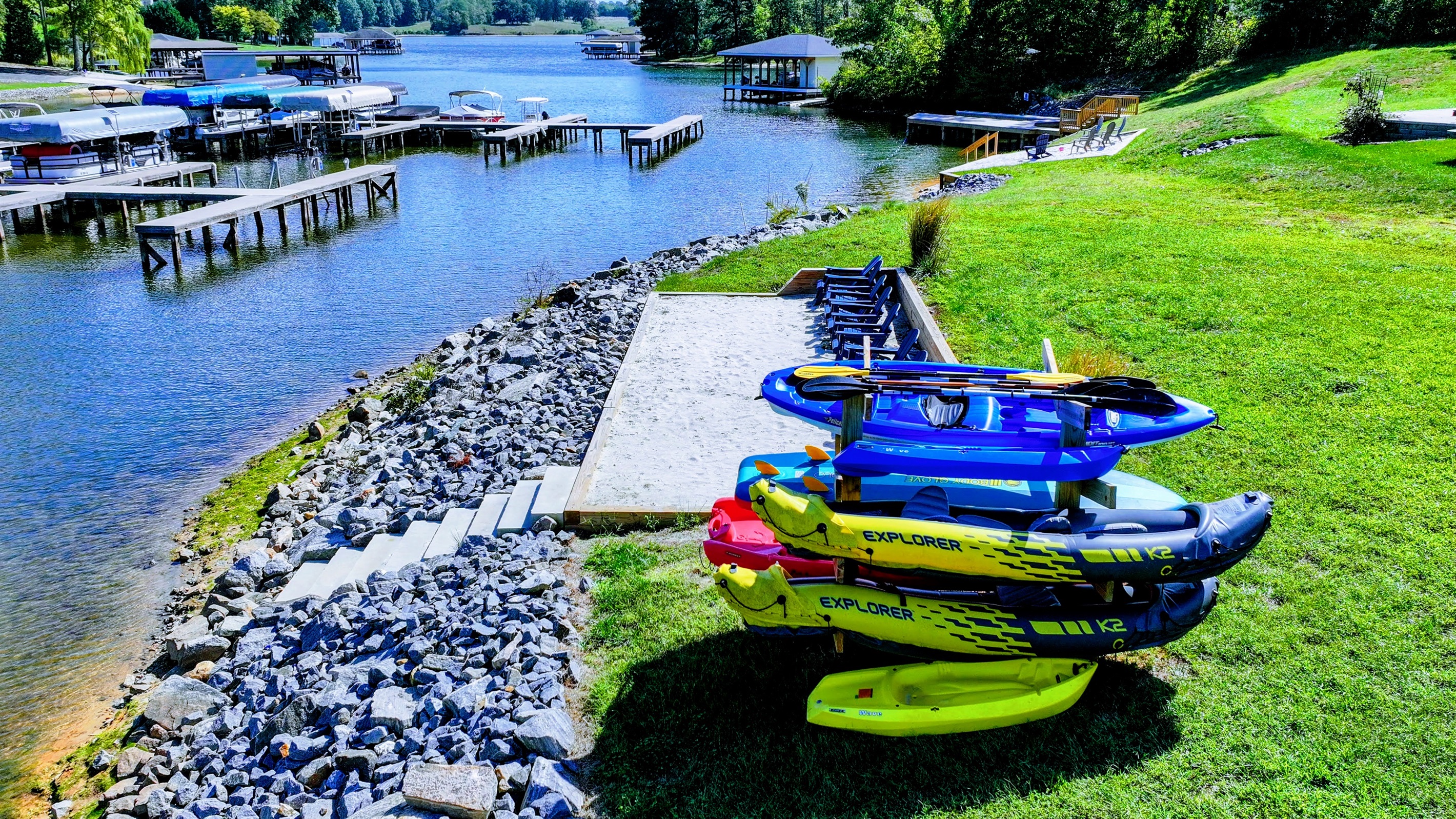 Soak in stunning lake views from this private waterfront oasis! Relax in Adirondack chairs, fish off the shore, or watch boats glide by. Launch your adventure from the dock and enjoy breathtak
