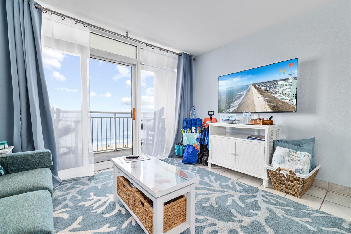 Ability to watch beach, TV and Netflix and all your favorite shows right from your living room while planning for your day