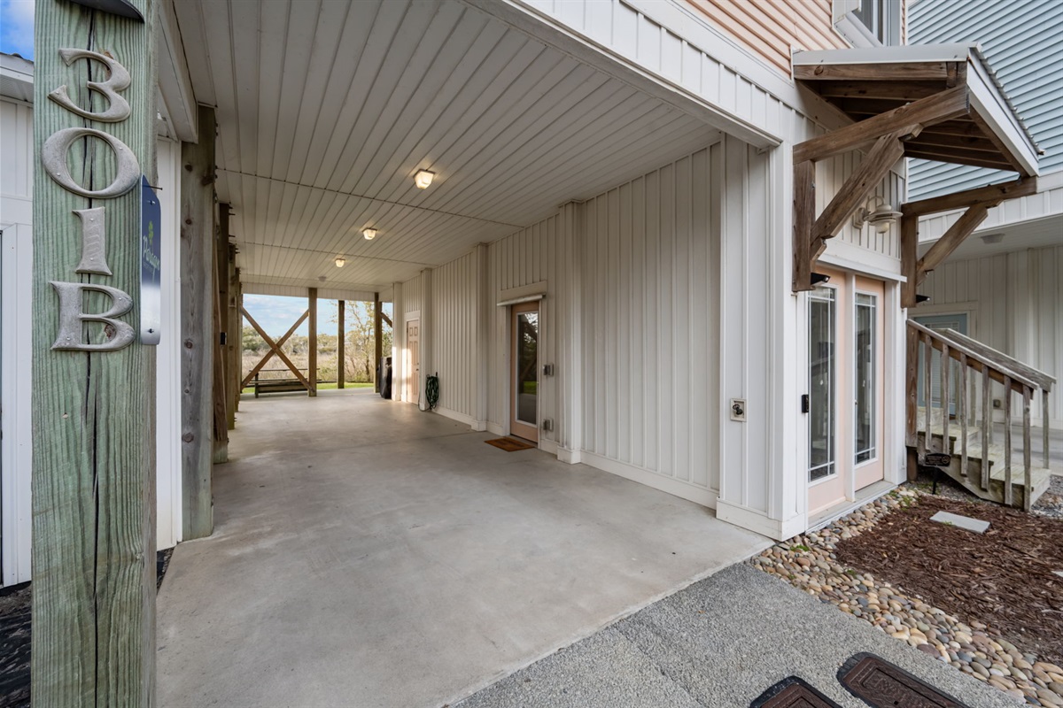 Covered carport parking and your keyless entry ways to the home