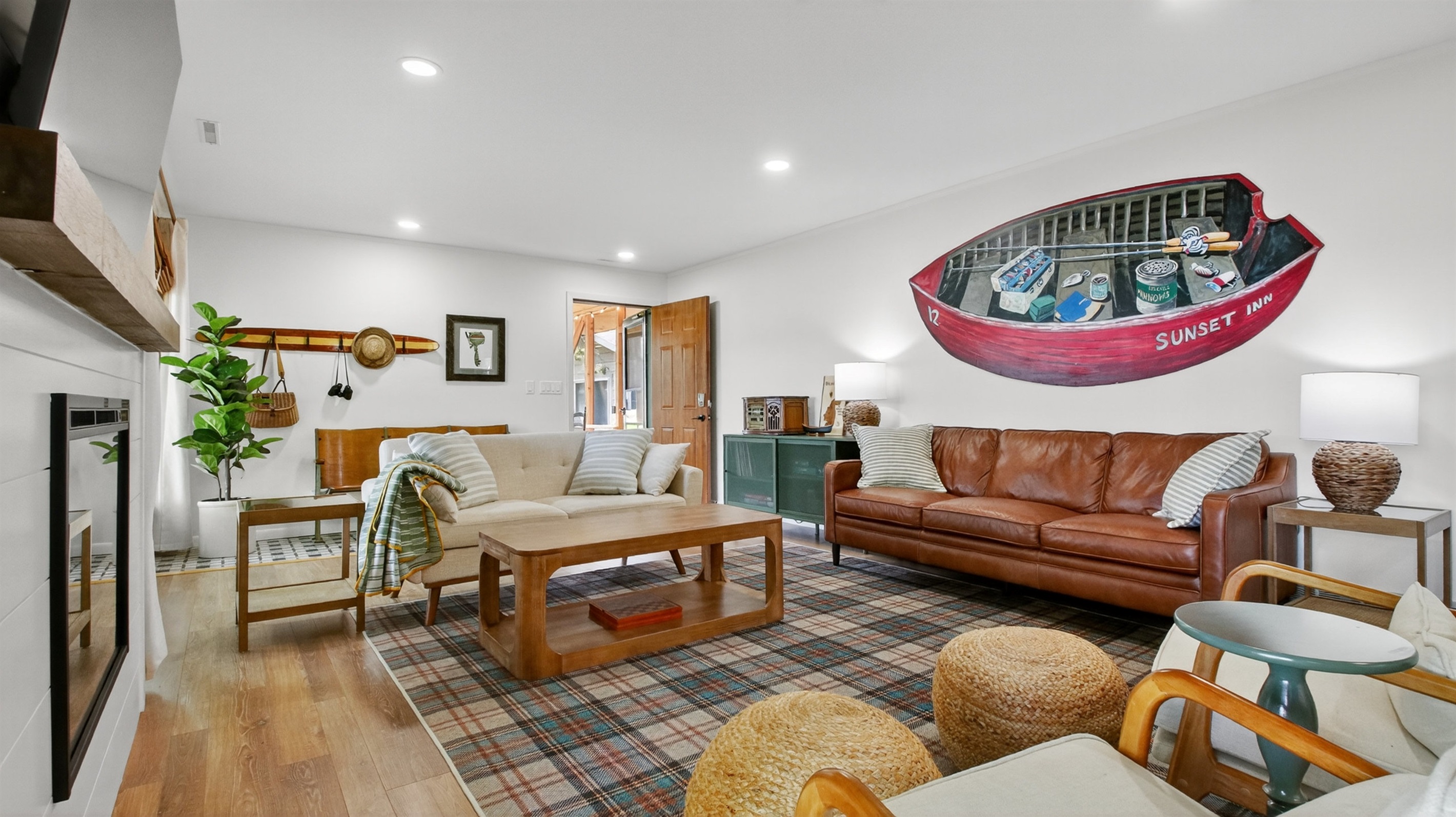 Put on a record, watch a football game, or enjoy a game night in the living room with lake views.