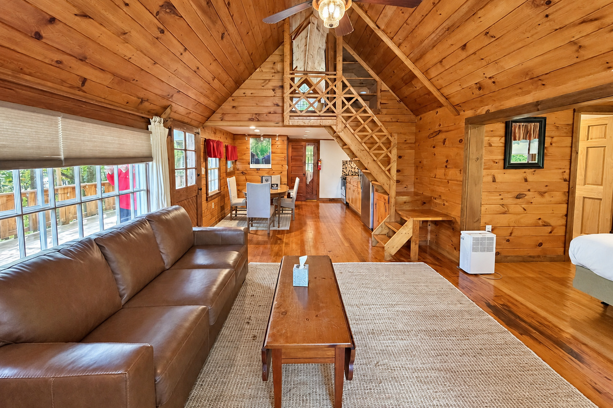 Open concept 1st floor and sleeping loft above
