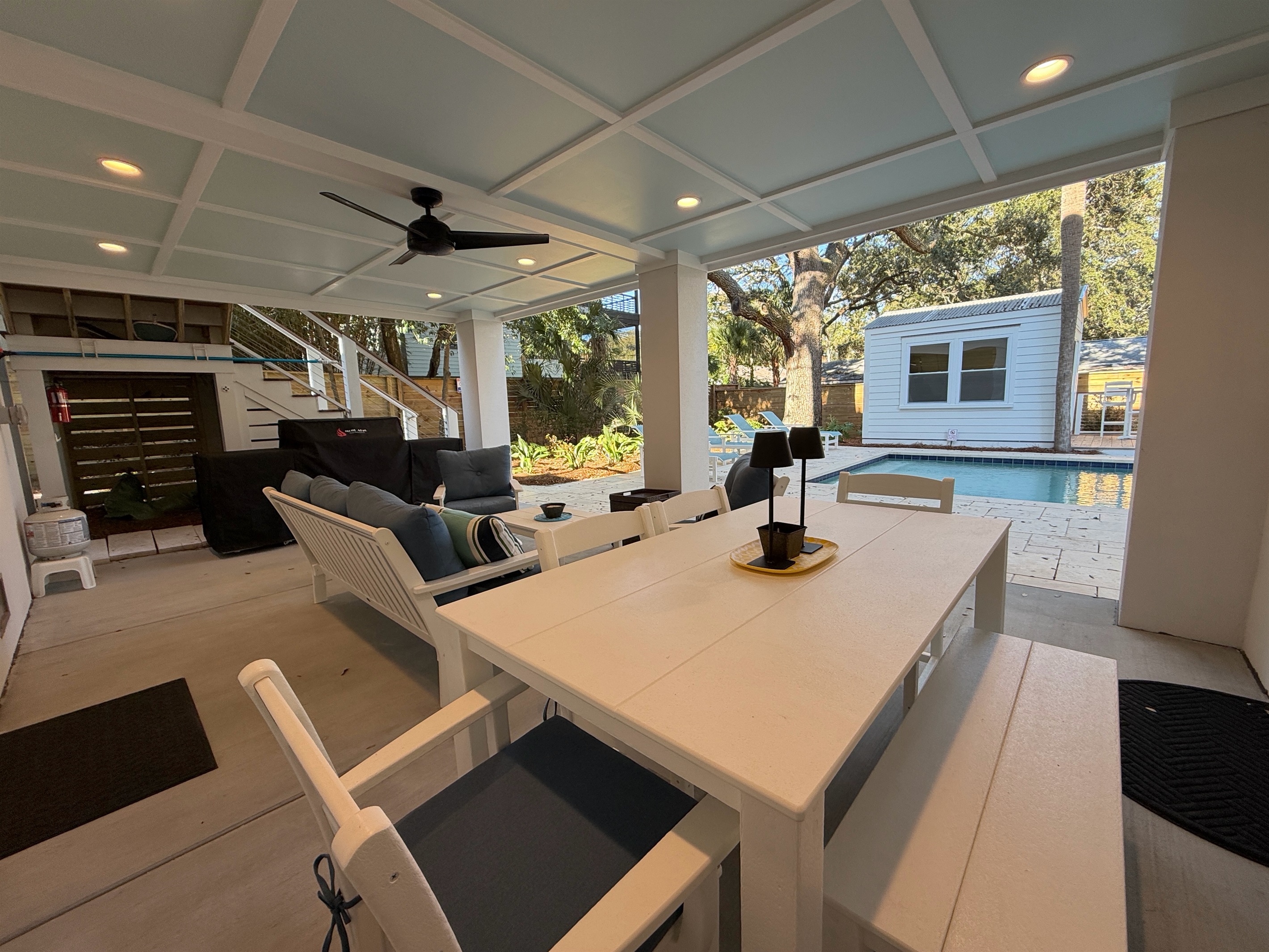 Back patio lounge area | Cameron by the Sea | 3203 Cameron | Isle of Palms, SC | IOP Escapes