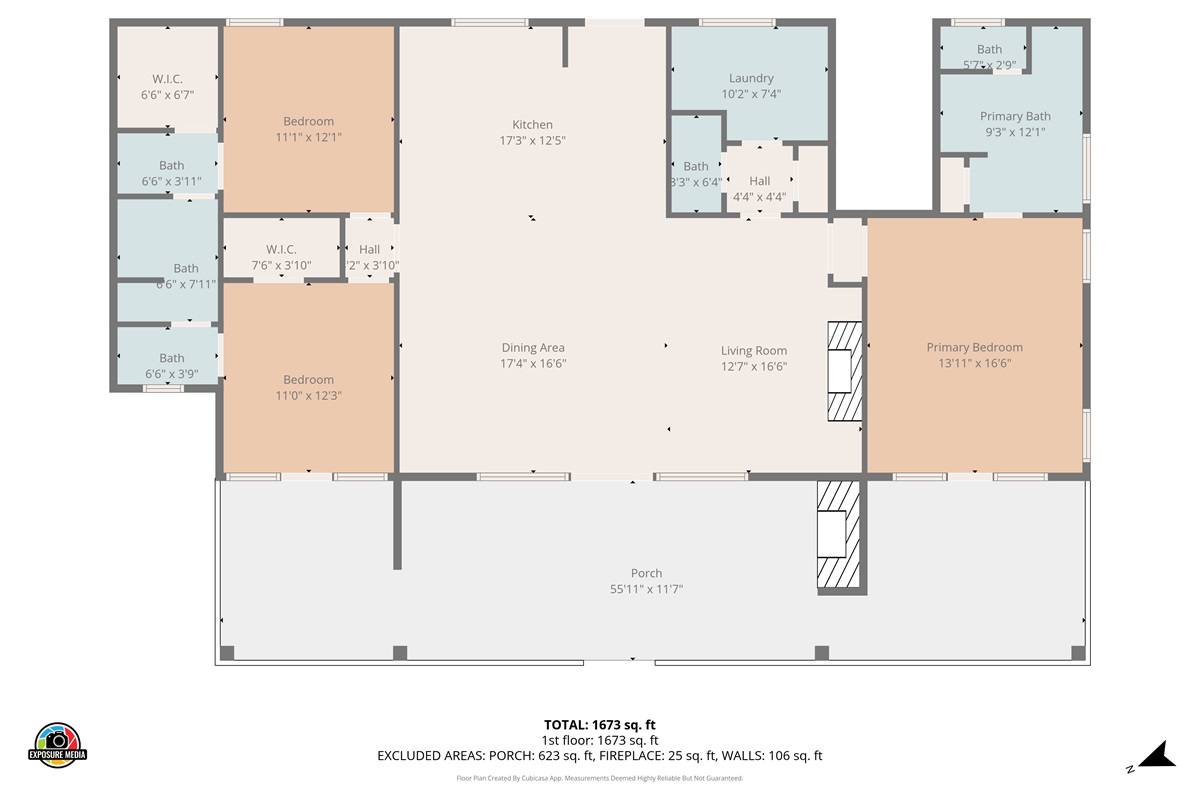 Floor plan showing the thoughtful layout and bedroom-to-bathroom flow.