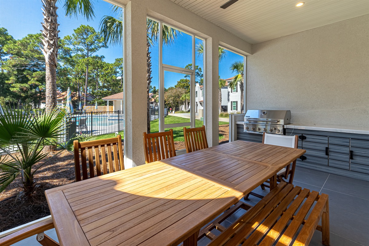 Pool Side Patio with outdoor Kitchen