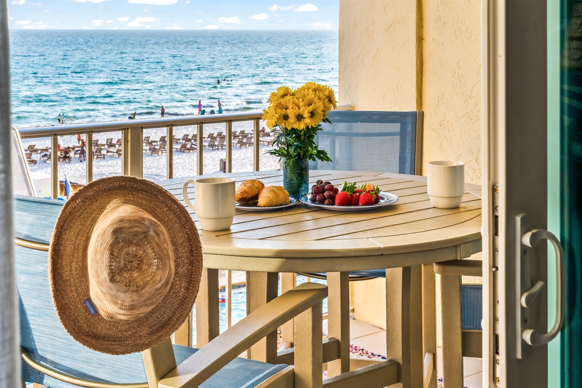 Enjoy your morning meal while the sea breeze wakes your senses.