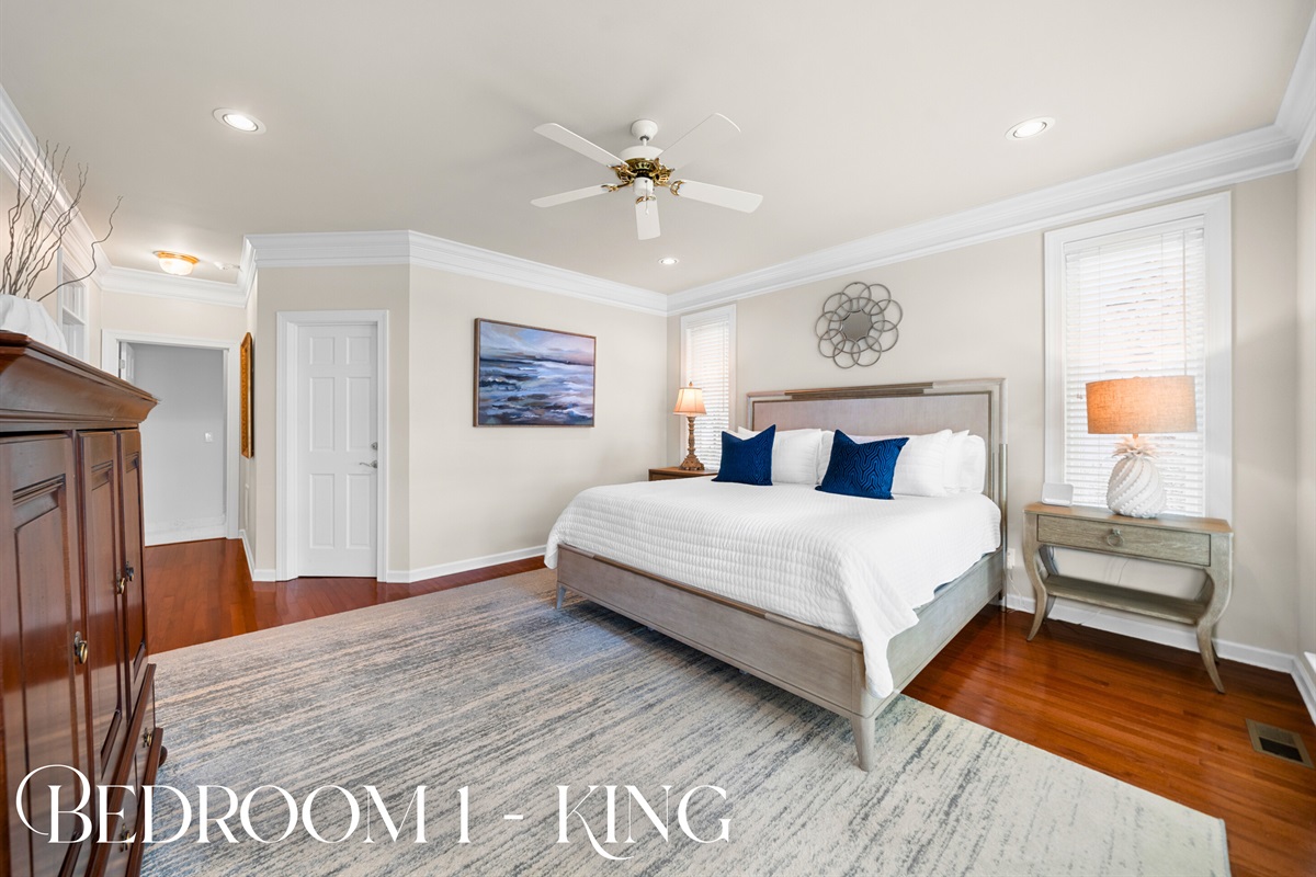 Bedroom 1 (King): Spacious, serene, and styled for rest &mdash; your ultimate sleep sanctuary.
