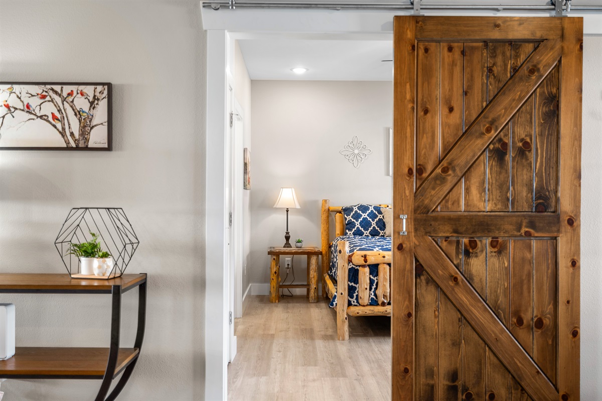 Main level king bedroom with en suite shower 