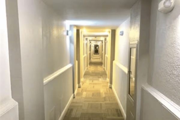 The interior hallway leading to the condo unit.
