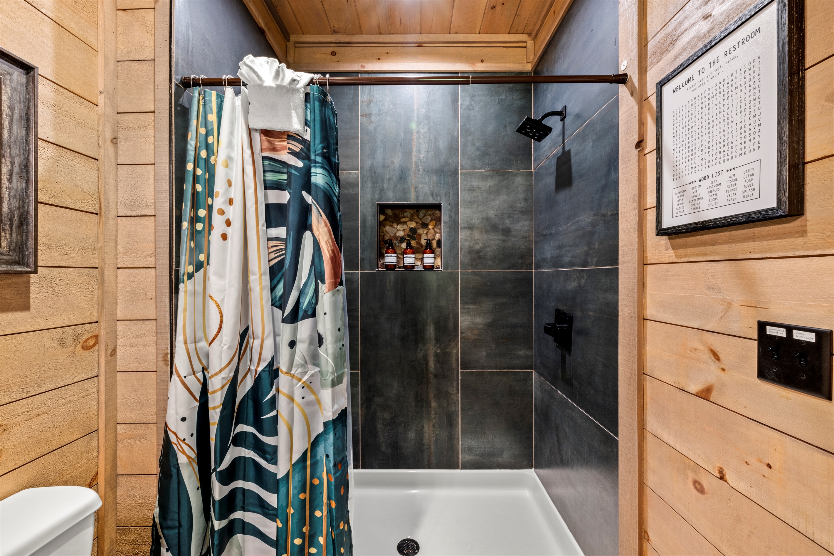 🚿 A shower so nice, you might just take two. Spa vibes with a pop of fun, and stocked with luxe toiletries.