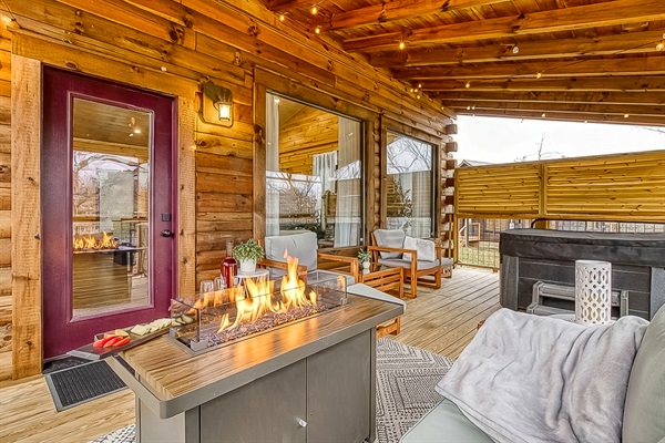 Snuggle around the fire pit