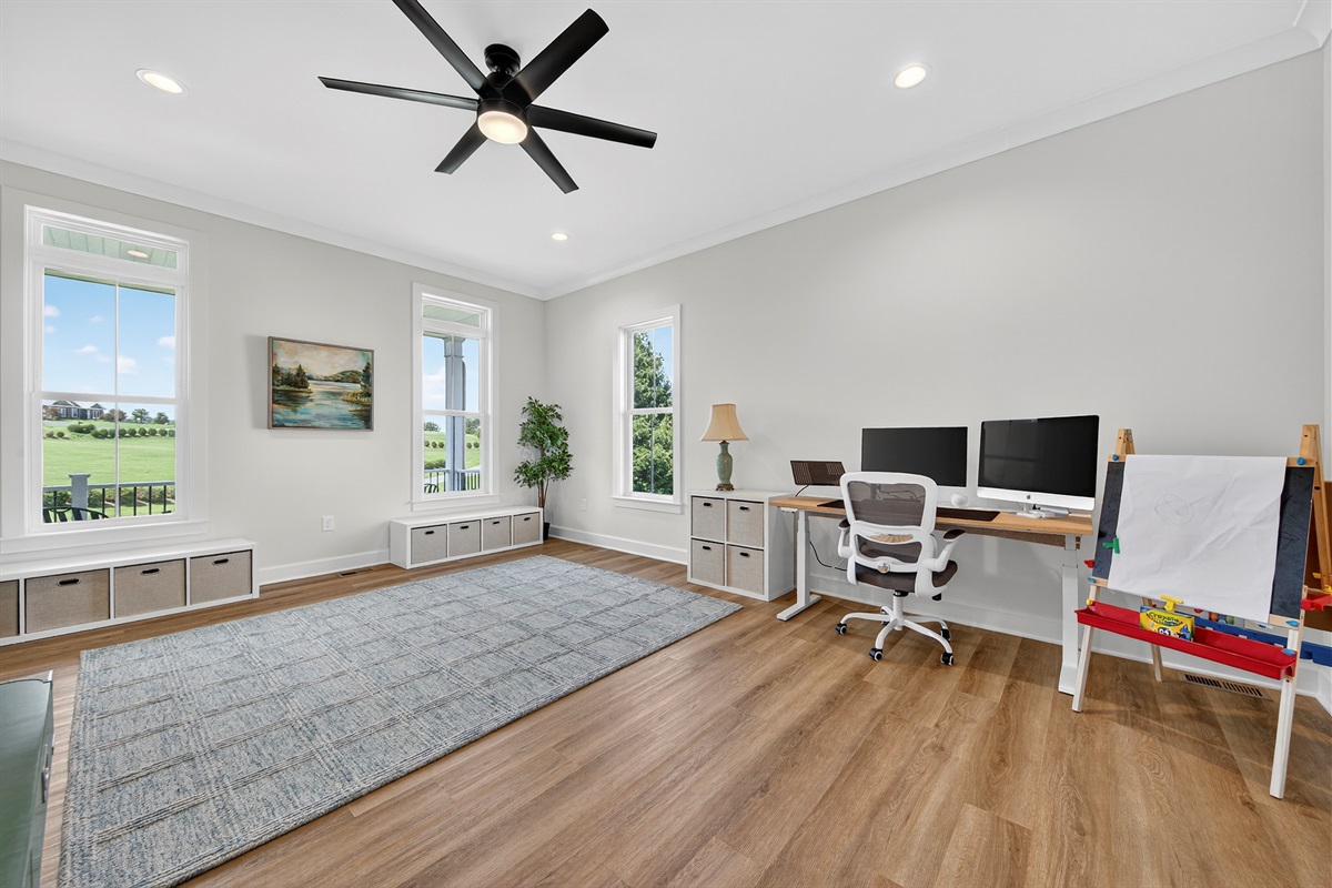 Enjoy a dedicated office or creative playroom—ideal for remote work, reading, or family fun with a view.