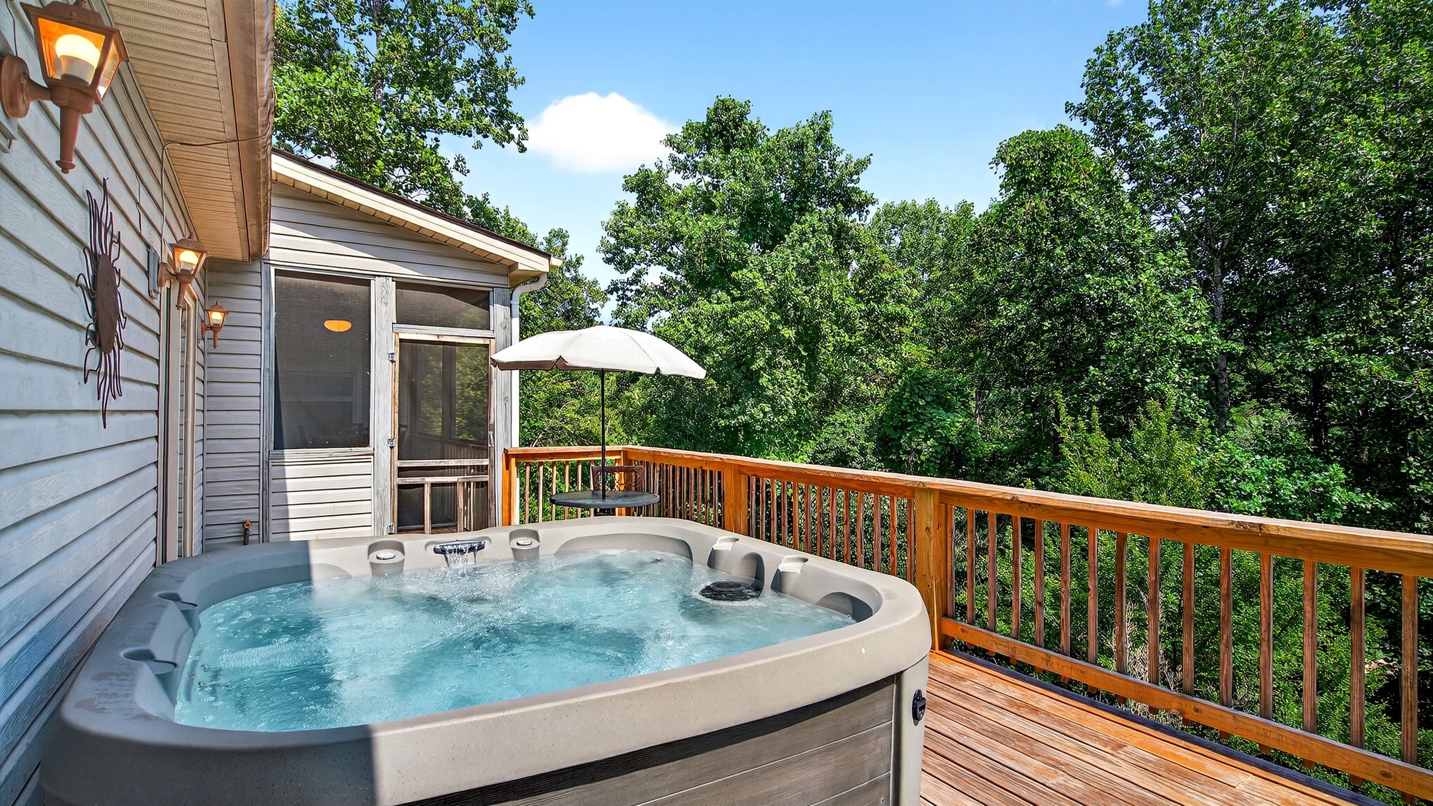 Enjoy the hot tub on the main level deck