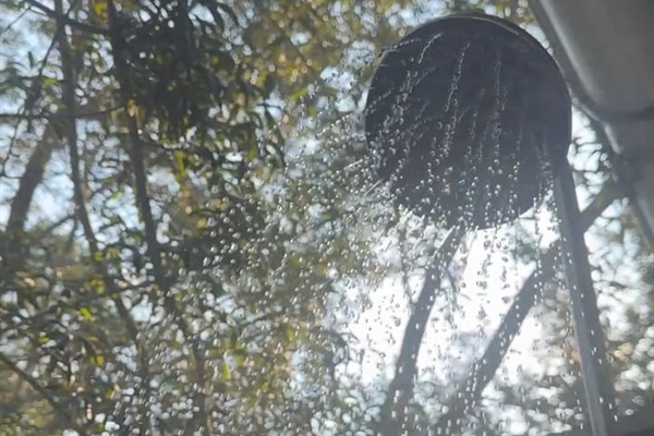 Outdoor shower off the 2nd floor king suite bathroom
