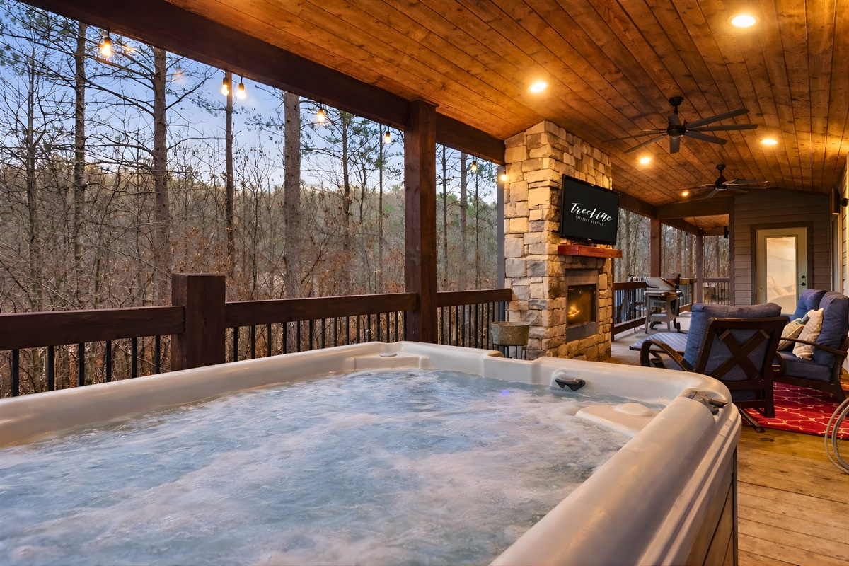 Experience hot tub bliss with a picturesque view, right on your doorstep, perfect for evening relaxation.