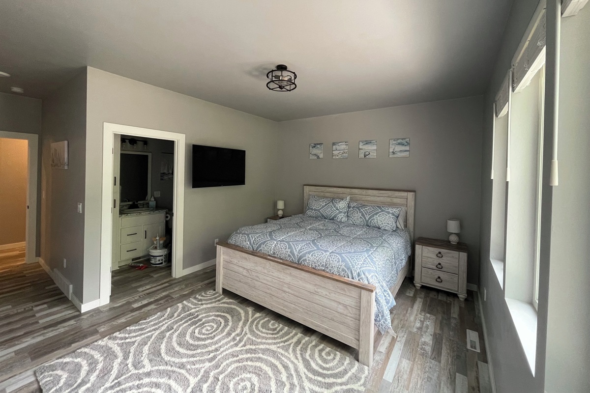 House 1 - bedroom on with king bed