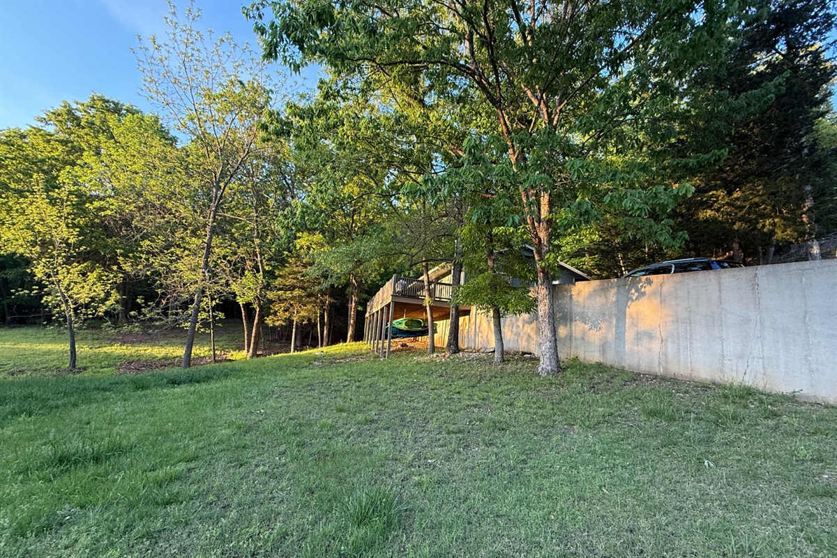 Spacious front yard surrounded by woods, peace, and nature.