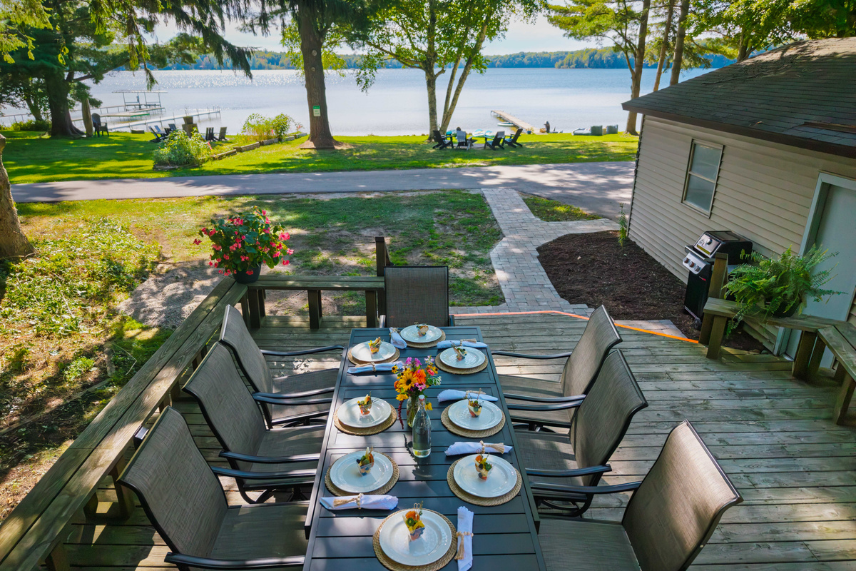 When you're not in the water, the deck is the perfect place to enjoy your morning coffee or your favorite meal of the day.  
