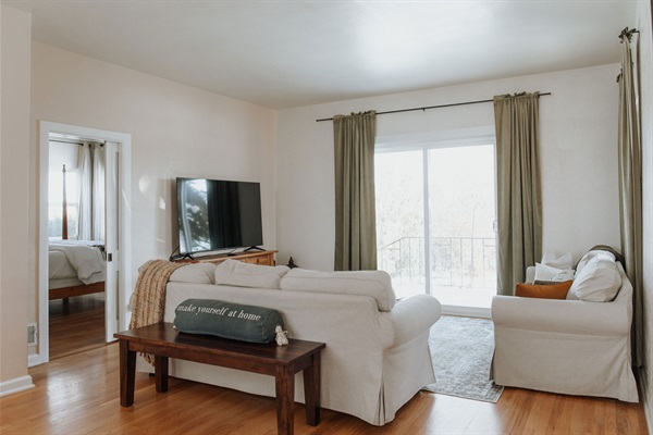 60" smart TV, blazing fast Starlink internet, and black out curtains convert this entertaining space into a binge-watching haven. 