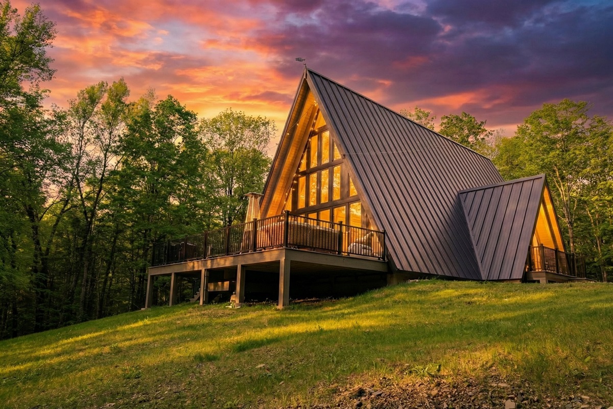 Golden Hour at the Tri-State A-Frame 🌲✨