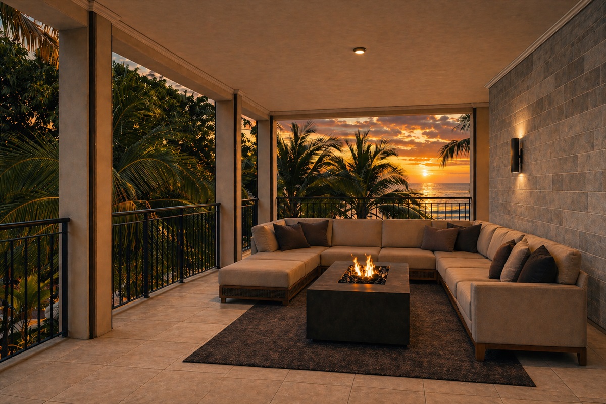 Outdoor seating and firepit
