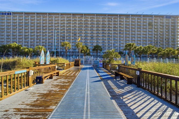 View from the beach of the resort